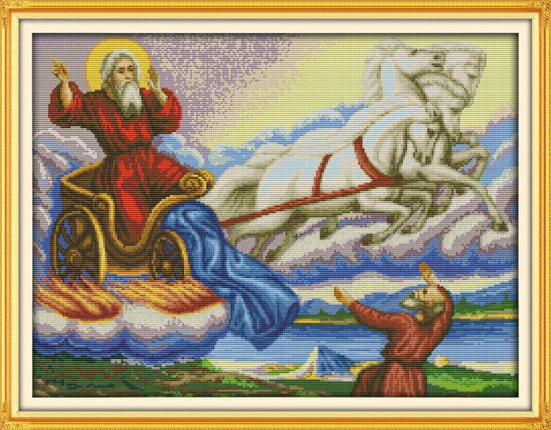 

Santa Claus inside the carriage cross stitch kit people 18ct 14ct 11ct count print canvas stitches embroidery DIY handmade