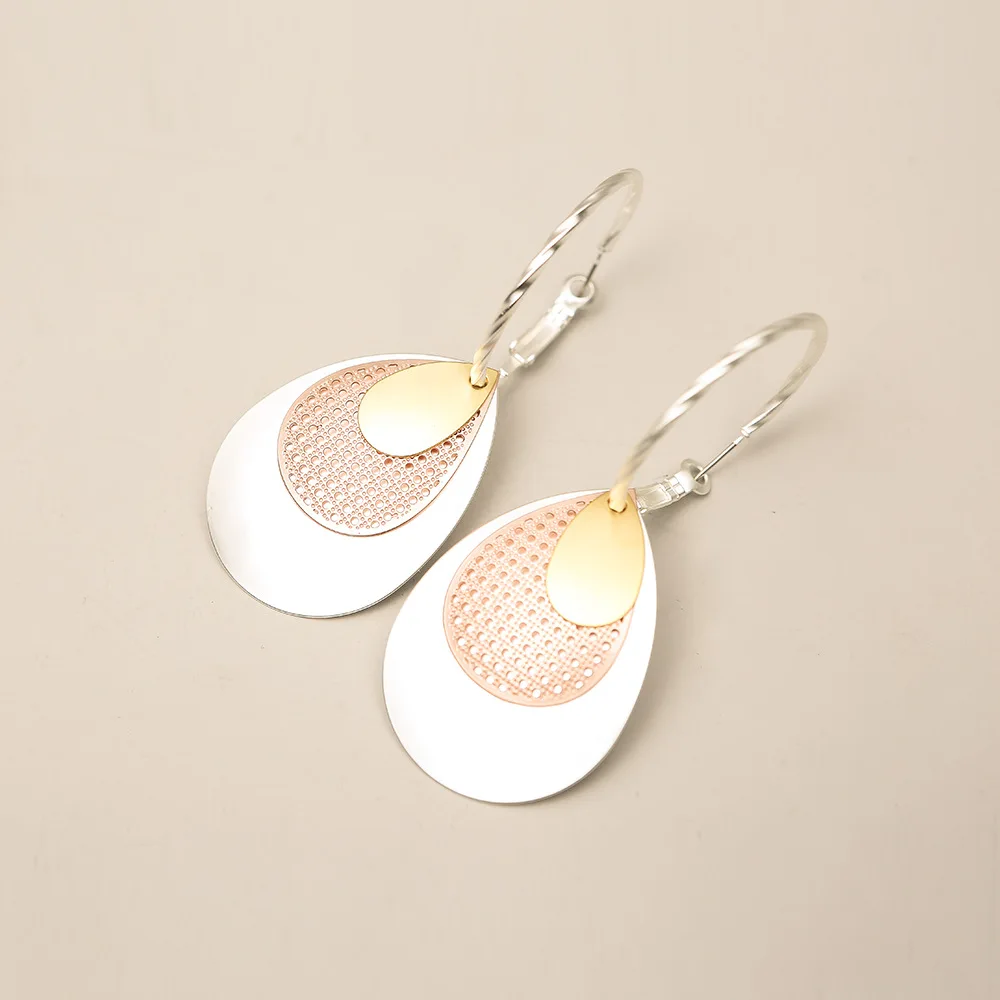 E144.Women earrings.Contrast metallic round earring female temperament long of individual character ear drop | Украшения и