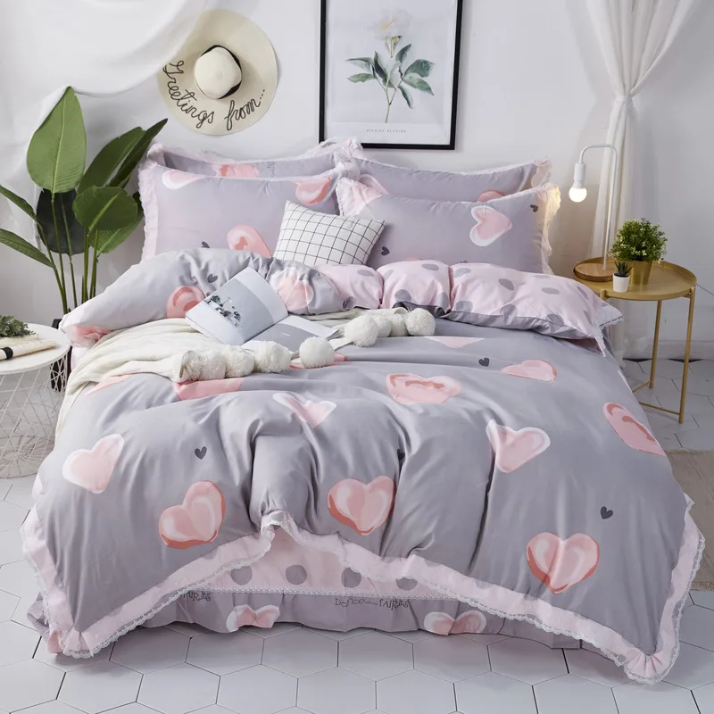 Стиль принцессы 4 шт. комплекты постельного белья пододеяльник простыня
