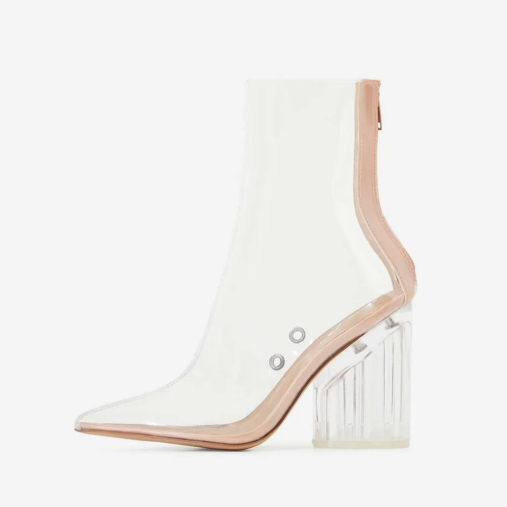 Женские ботильоны из прозрачного ПВХ на массивном каблуке Arden Furtado с острым