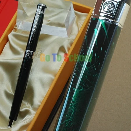 ПИКАССО 903 мерцающий нефрит и серебро F Перо авторучка оригинальная коробка