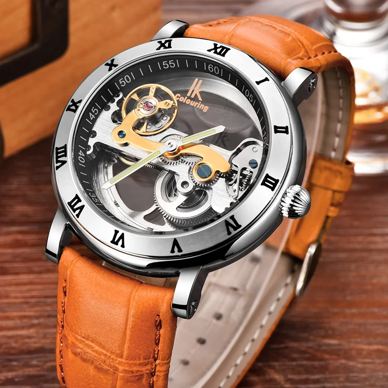 New Design Watches steel Brand Ik Colouring Hollow Automatic Mechanical Watch Men Skeleton Swimming 50M Waterproof | Наручные часы