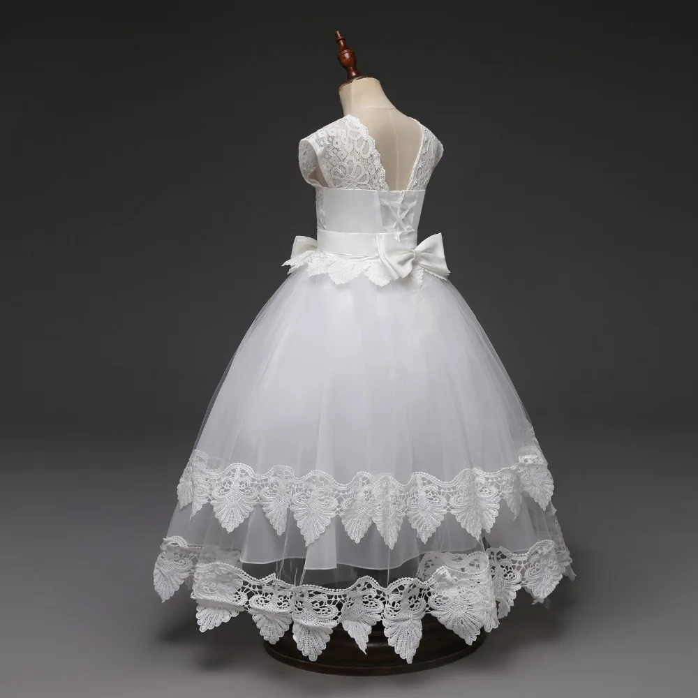 Ladystreet New Children's Wear Short-Sleeved Lace Princess Evening Robe Dress Wedding Mesh TUTU Girl Flower Dresses | Детская одежда