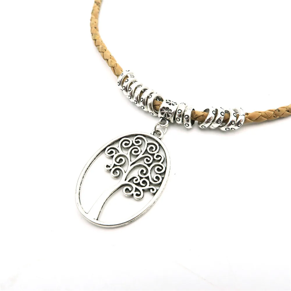 Женское ожерелье ручной работы из натуральной плетеной пробки|life of tree|vegan jewelrytree