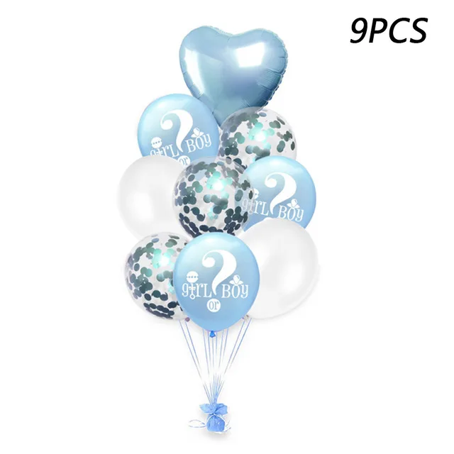 9pcs 1 шт. 36 дюймов черный шар он или она секс раскрывает Синий Розовый конфетти мальчик или девочка детская игрушка для душа большие воздушные шары из латекса ленточки - Цвет: 9pcs