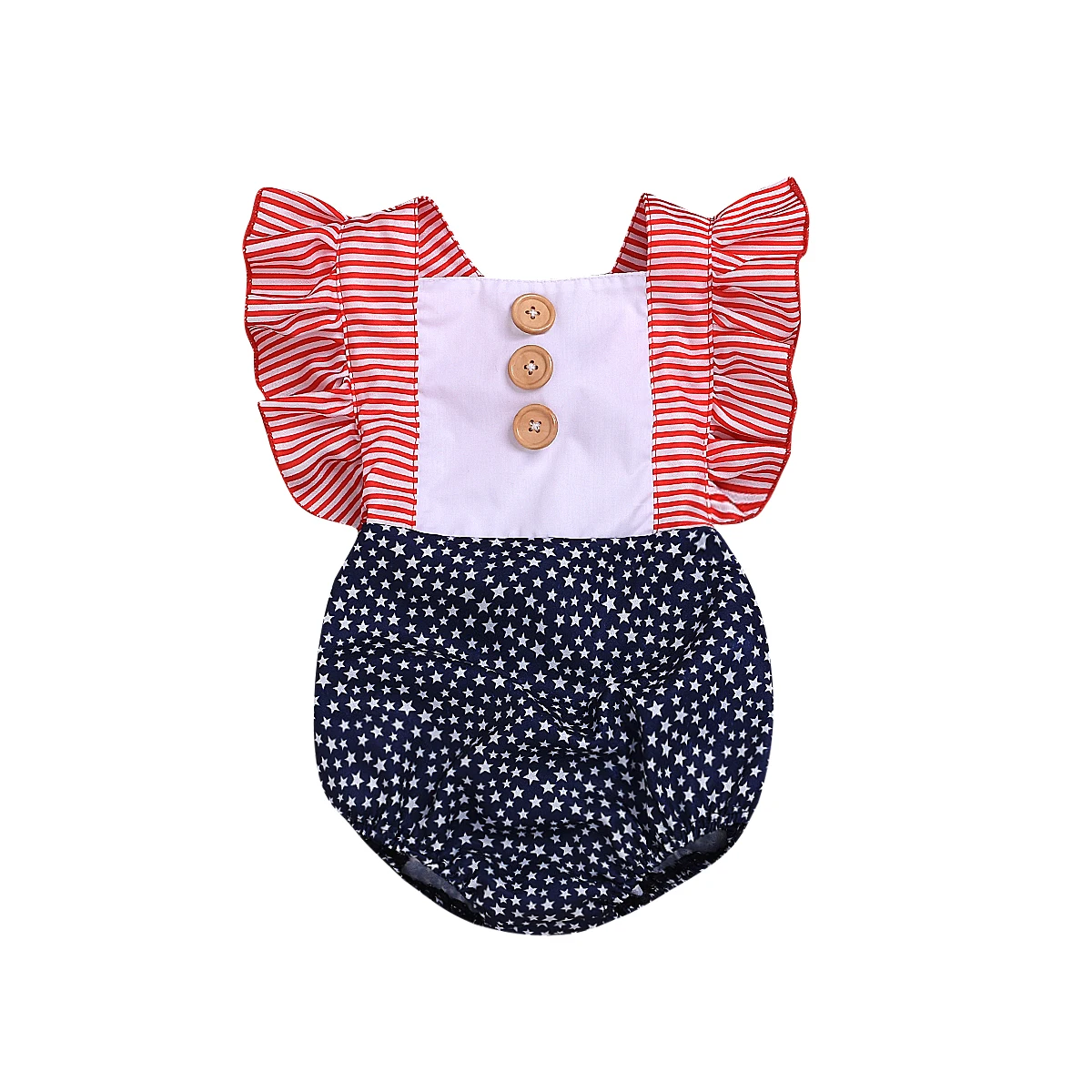 Pudcoco новый брендовый Летний комбинезон с рюшами и рукавами для маленьких девочек