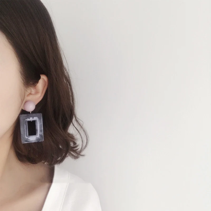 GWACC корейские акриловые большие полые Висячие серьги для женщин модные