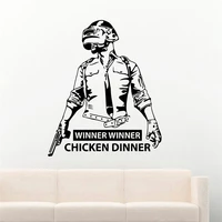 pubg vinyl wall decals soldier in helmet winner winner chicken dinner video game battlegrounds decor wall stickers d226