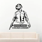Виниловые наклейки на стену PUBG с изображением солдата в шлеме победителя цыпленка ужина видеоигры сражений декоративные настенные наклейки D226