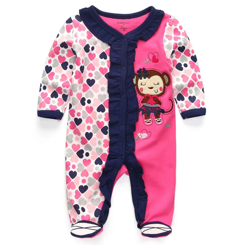 baby deer1063 Весенняя модная одежда для маленьких девочек и мальчиков детская пижама с героями мультфильмов детский хлопковый комбинезон с длинными рукавами из хлопка с принтом животных - Цвет: baby deer1063