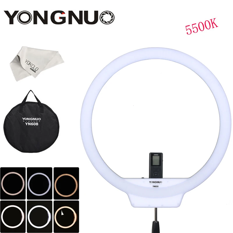 Кольцевой светильник YONGNUO YN608 CRI 95 + 5500K 4864LM регулируемая светодиодная камера для