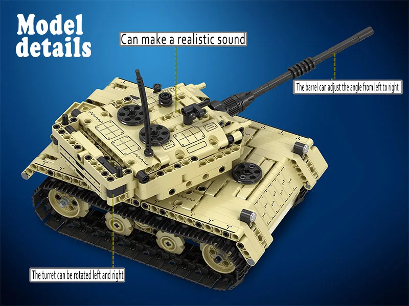 MOC Военный танк с дистанционным управлением 2,4 GHz Technic с моторной коробкой 759 шт строительные блоки кирпичи игрушки для детей