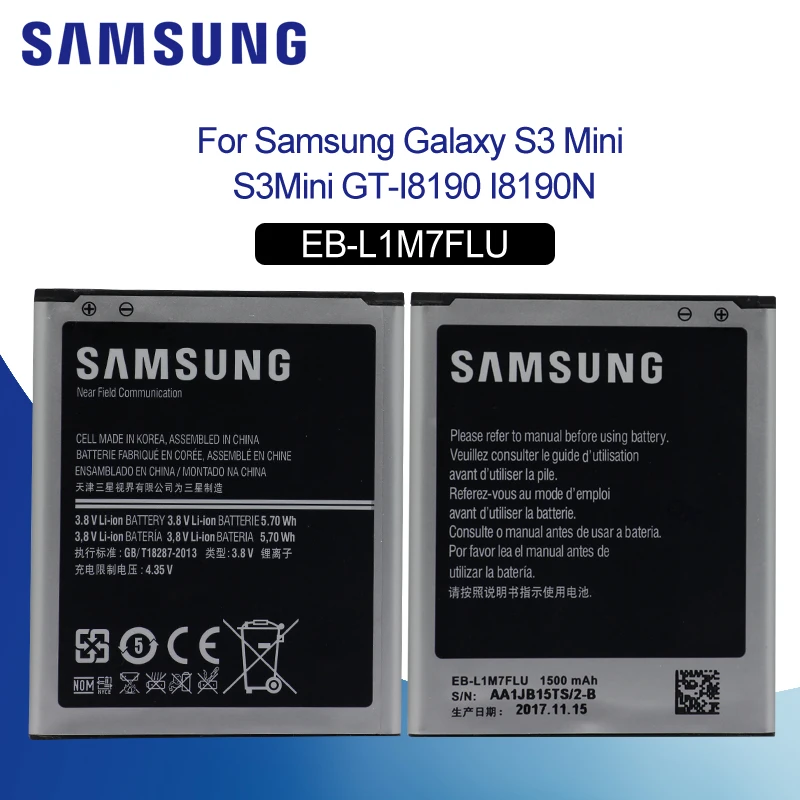Аккумулятор для samsung I8190 EB-L1M7FLU 1500 мАч для samsung Galaxy S3 Mini i8190 i8190N GT-i8200 Сменный аккумулятор для телефона
