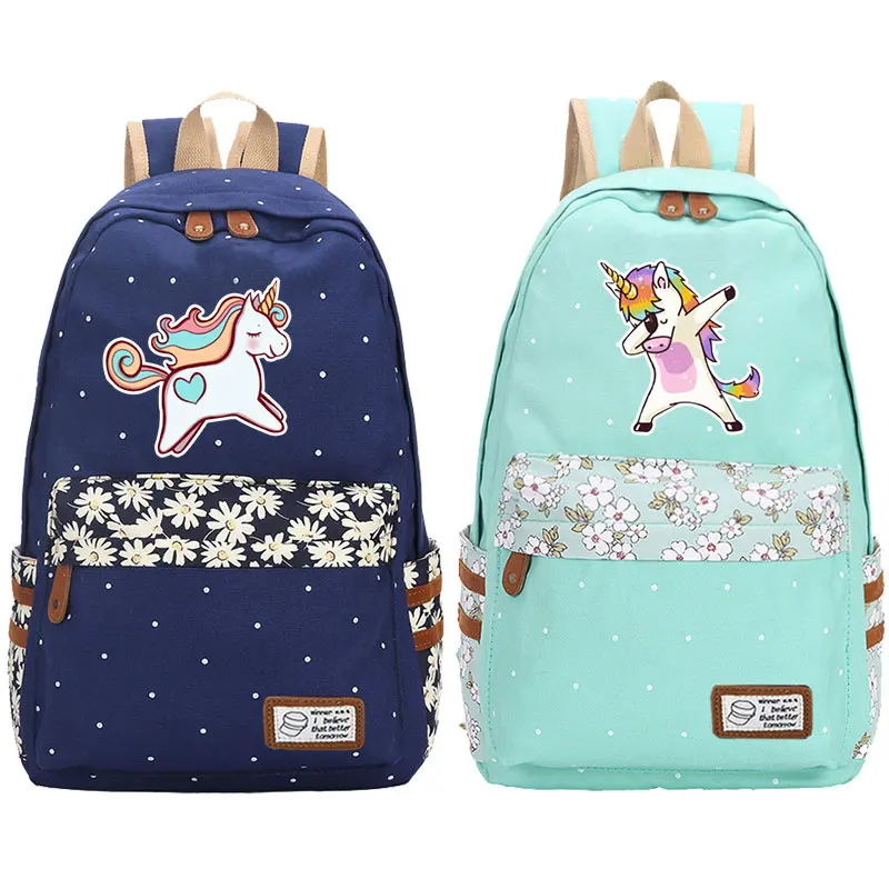 Рюкзак с рисунком единорога для женщин холщовые школьные сумки девочек