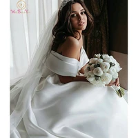 elegant off the shoulder ball gown wedding dresses 2020 chapel train church vestidos de noiva satin bridal gowns robe de mariee