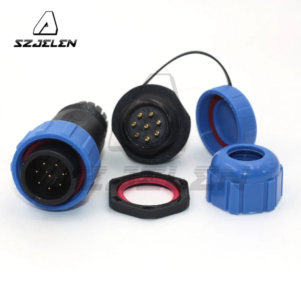 Водонепроницаемый Кабельный соединитель SP21, 8 контактов, разъем для кабеля IP68, штекер, гнездо, Автомобильные Разъемы для электрических проводов, штепсельная розетка
