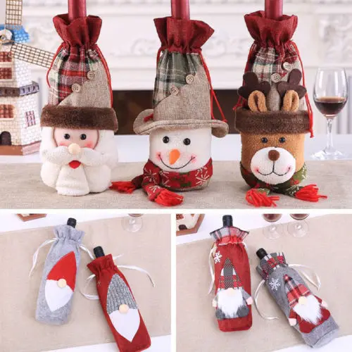 Мешки для бутылок вина и шампанского рождественские украшения Подарочные мешки