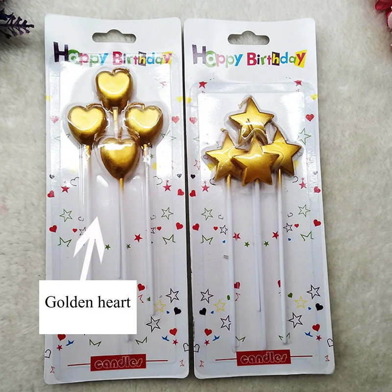 gold love heart Свадебные изогнутые свечи для торта, 8 шт., защита окружающей среды, нетоксичные, для детской вечеринки на день рождения, безопасные, для украшения дома, товары - Цвет: gold love heart