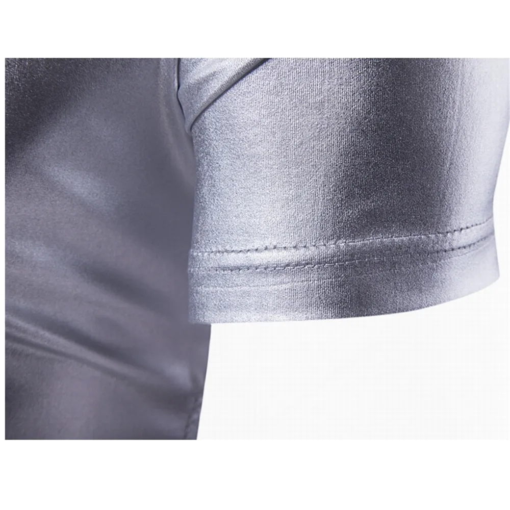 M-4XL, Мужская футболка, черные эластичные топы, искусственная кожа, тонкая мужская футболка, короткий рукав, футболка, топы для фитнеса, футболки, мужская одежда
