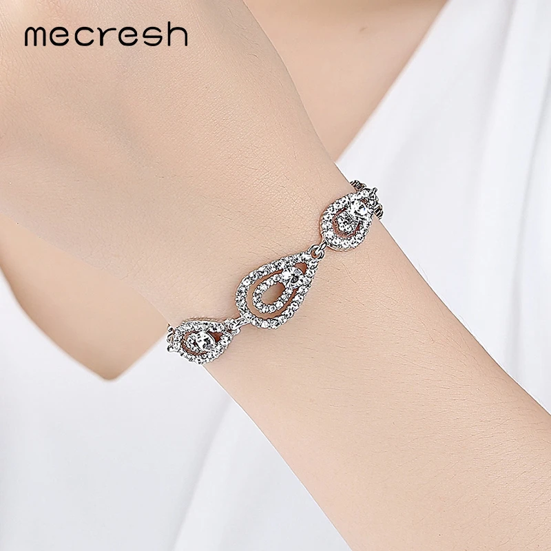 Mecresh Лидер продаж Свадебные Ювелирные наборы серебряного цвета в форме капли