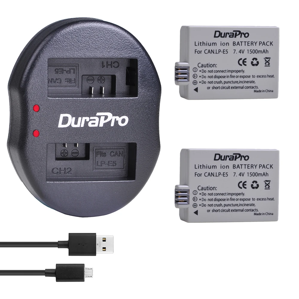 2x1500mAh LP-E5 LPE5 LP E5 литий-ионный аккумулятор + USB двойное зарядное устройство для
