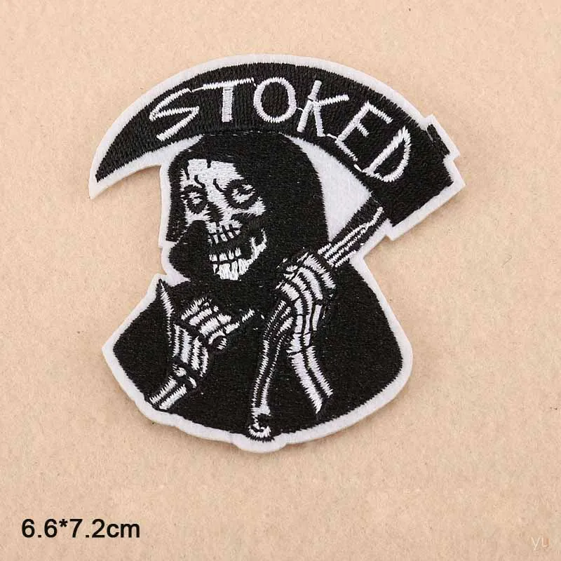 Антикварное серебро Ace Punk, миф, череп, скелет, покер, грим, жнец,, железная вышитая одежда, нашивка для одежды, одежда для мальчиков и девочек - Цвет: Антикварное серебро