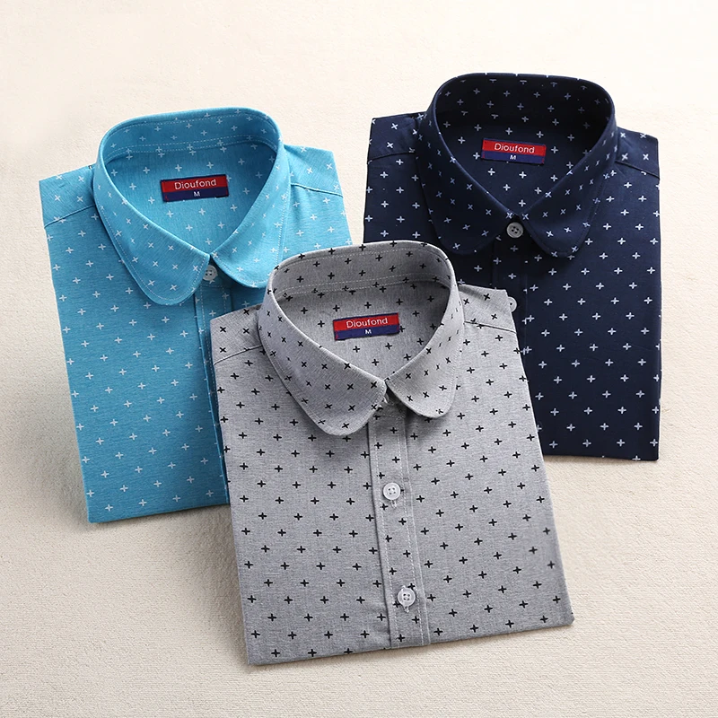 2018 Dioufond женские блузки с цветочным принтом и длинным рукавом винтажные Женские