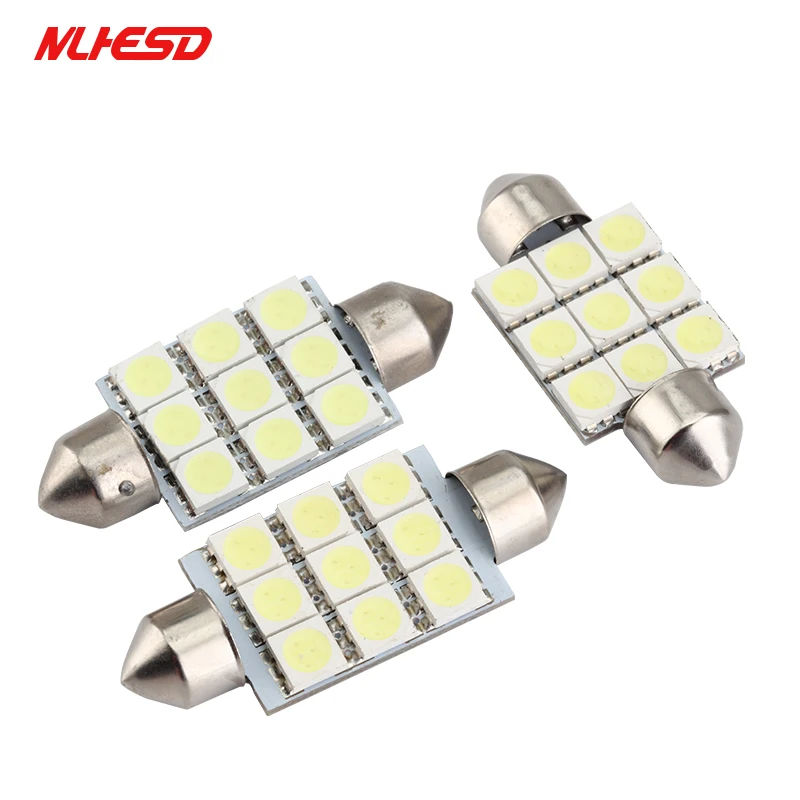 100 шт Белый 5050 9smd 9 Smd 36 мм/39 мм/41 мм DC Автомобильные светодиодные фары 12V для