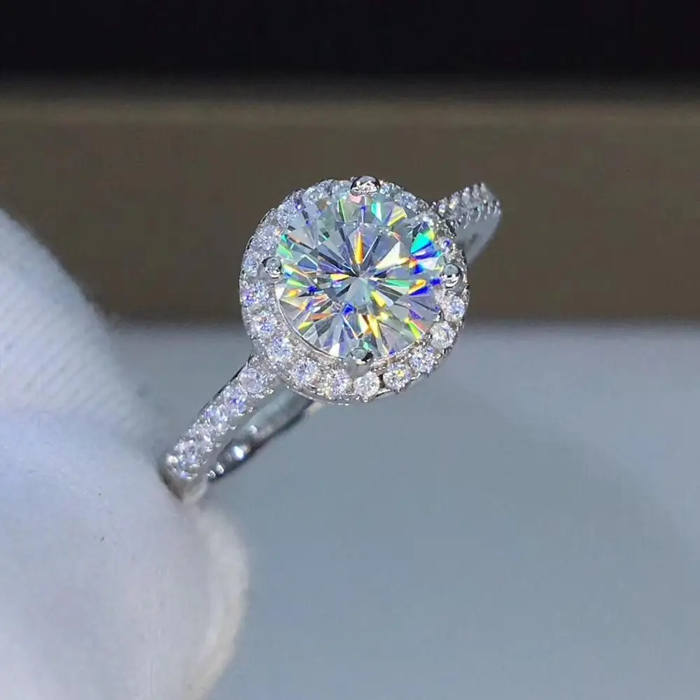 Серебряное кольцо 925 пробы Moissanite 1.00ct 6 50 мм D VVS серебряное ювелирное изделие на