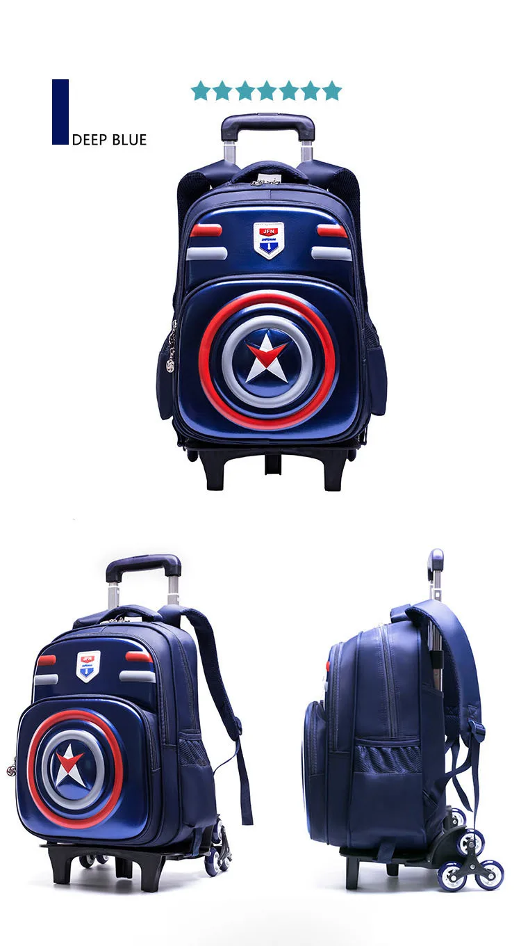 3d водонепроницаемый багаж От 5 до 10 лет школьная сумка на колесиках студенческий ранец Повседневный Rolling Чемодан детский дорожный рюкзак с колесиками
