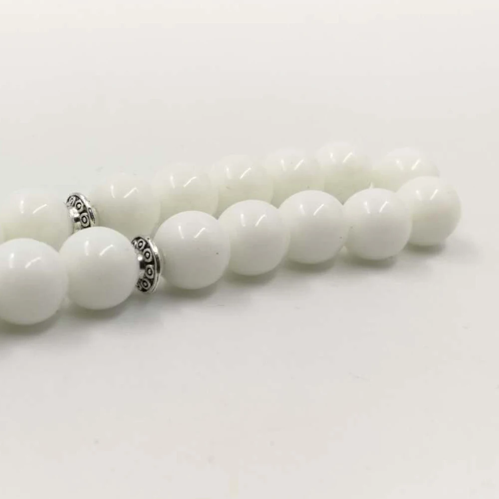 Белый tasbih мусульманский Четки Молитва бусины 33 66 99 белый камень Misbaha | Украшения и