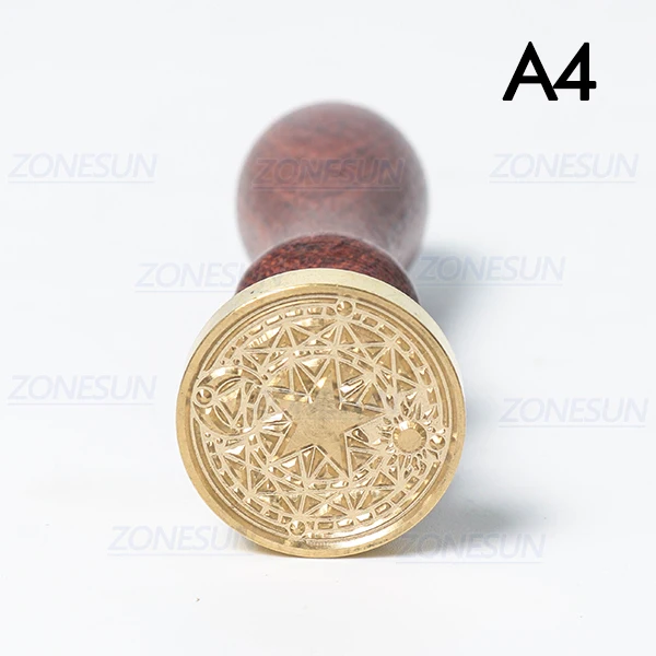 A4 ZONESUN волшебный круг Луны звезда воск печать штамп с деревянной ручкой для упаковки подарков письмо конверты посылки свадебные приглашения - Цвет: A4