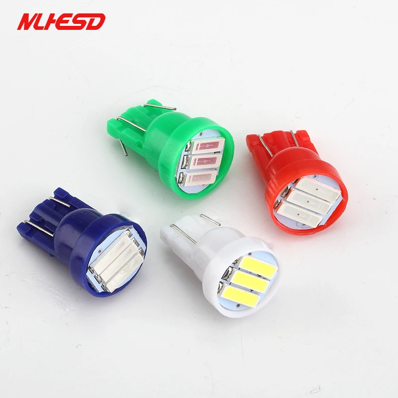 

100X T10 3 SMD 7014 LED 3SMD 7020 1.5W White Blue Red Green Yellow W5W LED Wedge License Plate Light Car Light Source 12V 24V