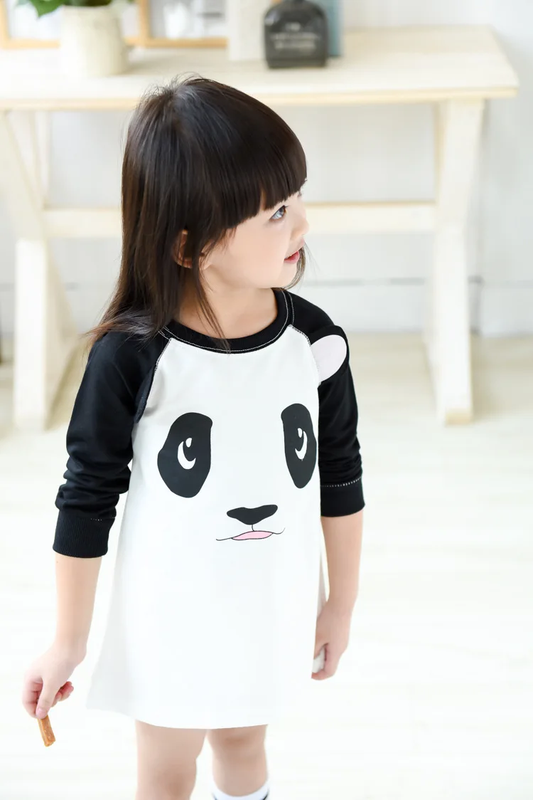 Новинка 2017 модные платья для маленьких девочек с изображением панды и мышки