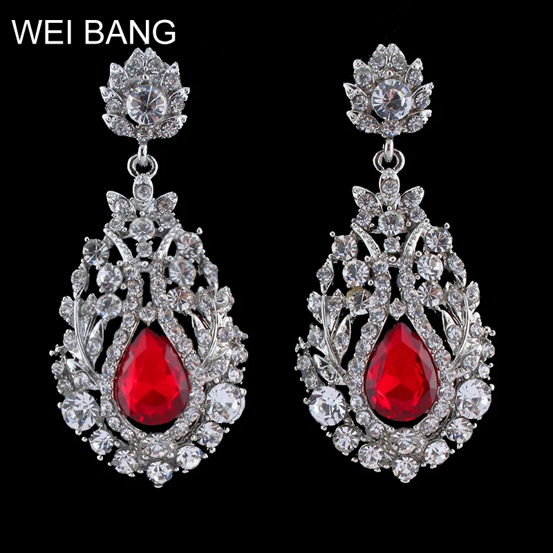 Weibang большие серебряные серьги-капли с кристаллами длинные для женщин свадебные