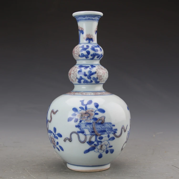 5 антикварная фарфоровая ваза SongDynasty синяя и красная желанная бутылка с тремя