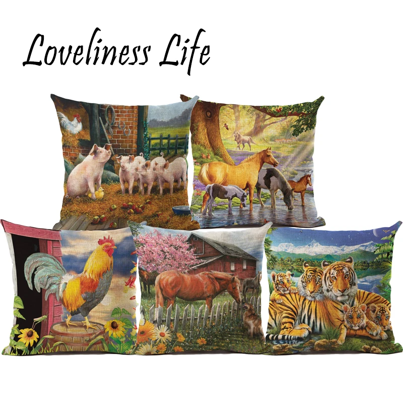 Американский деревенский дизайн свинка ряд подушки с северными оленями крышка
