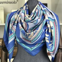 poncho silk scarf women luxury brand foulard hijab square scarves fashion horse print wraps colorful bandana shawl 130130cm new