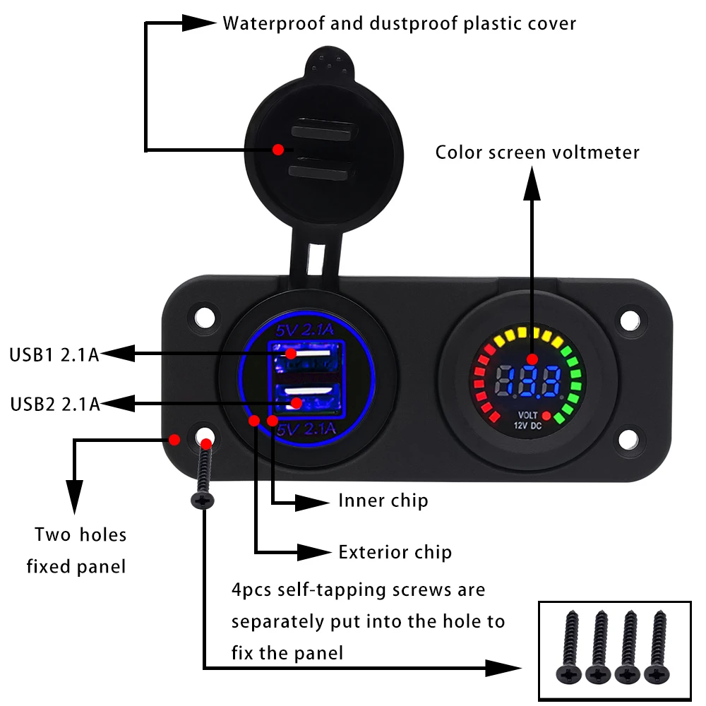 Двойной USB 12 24V 4.2A автомобильный прикуриватель разветвитель адаптер зарядное