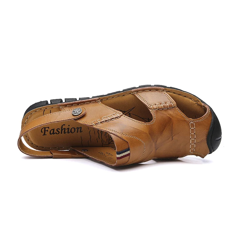 

CYYTL Summer Men Leather Shoes 2019 New Fashion Sandals Outdoor Beach Slippers Casual Water Flip Flops Sandalias Hombre Zapatos