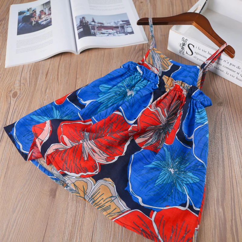 Hurave Summer bohemian print baby Girl clothes camis Children dress Kids Clothes ruffles dresses | Детская одежда и обувь