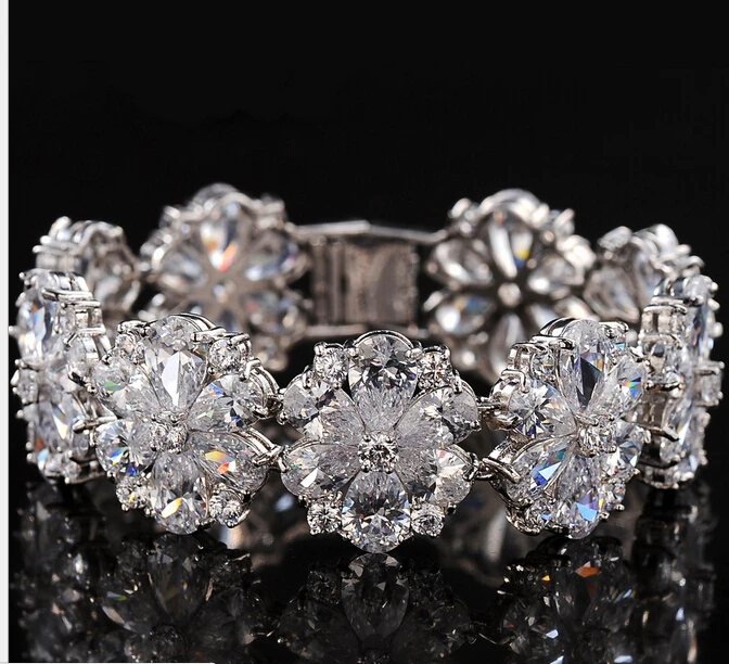 Прозрачный белый роскошный циркониевый браслет AAA с австрийскими кристаллами