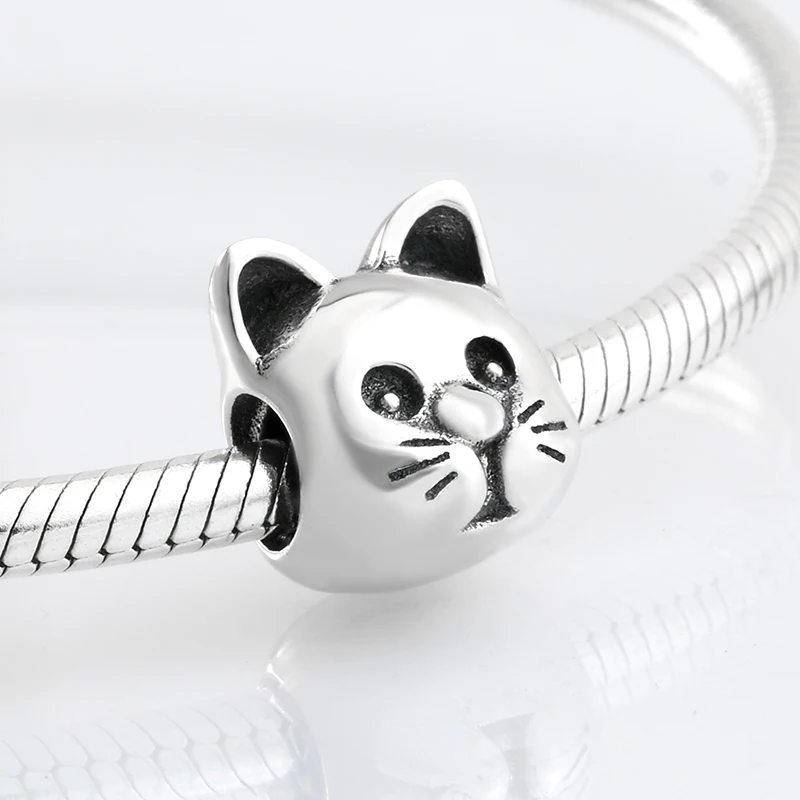 Love pet 925 пробы серебряный прекрасный кот Форма Бусины Подходят Pandora Шарм браслет ювелирных изделий