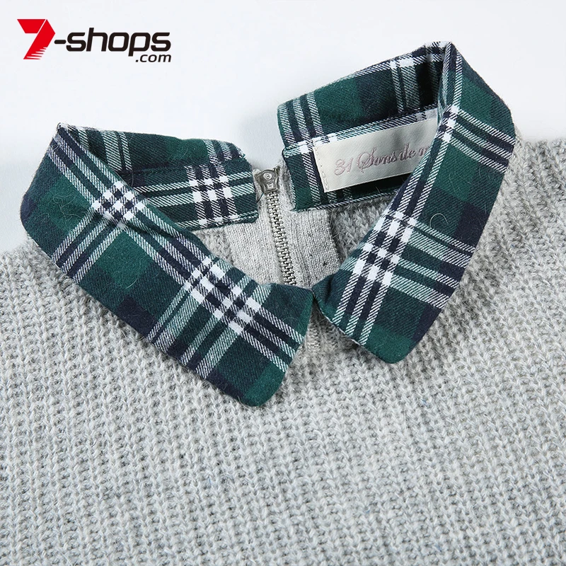 Женские свитера и пуловеры AECU вязаный свитер с отложным воротником элегантный