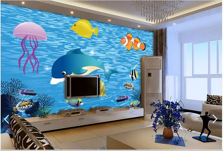 Индивидуальные фото обои 3d настенные фрески морская рыба Медузы ручная роспись