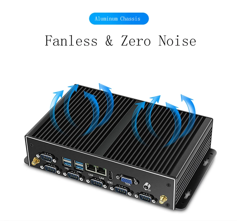 Безвентиляторный мини ПК Двойной гигабитный Ethernet LAN 6* COM порты Мини компьютер Core i5 4200U i7 5500U Celeron J1900 2955U промышленный ПК