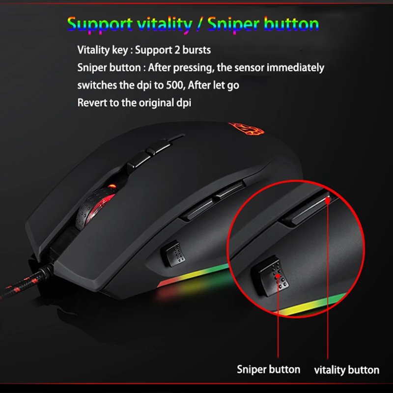 Motospeed V80 RGB профессиональная игровая геймерская мышь 5000 DPI USB компьютерная