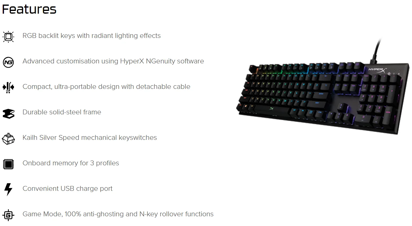 HyperX Alloy FPS RGB игровая клавиатура Kailh Silver speed keyswitches со сверхбыстрым откликом