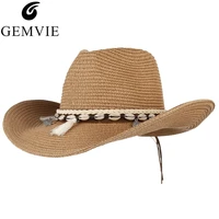gemvie 2022 shell tassels cowgirl summer hat straw hat for women men western cowboy hat lady trendy woven sun hat beach cap