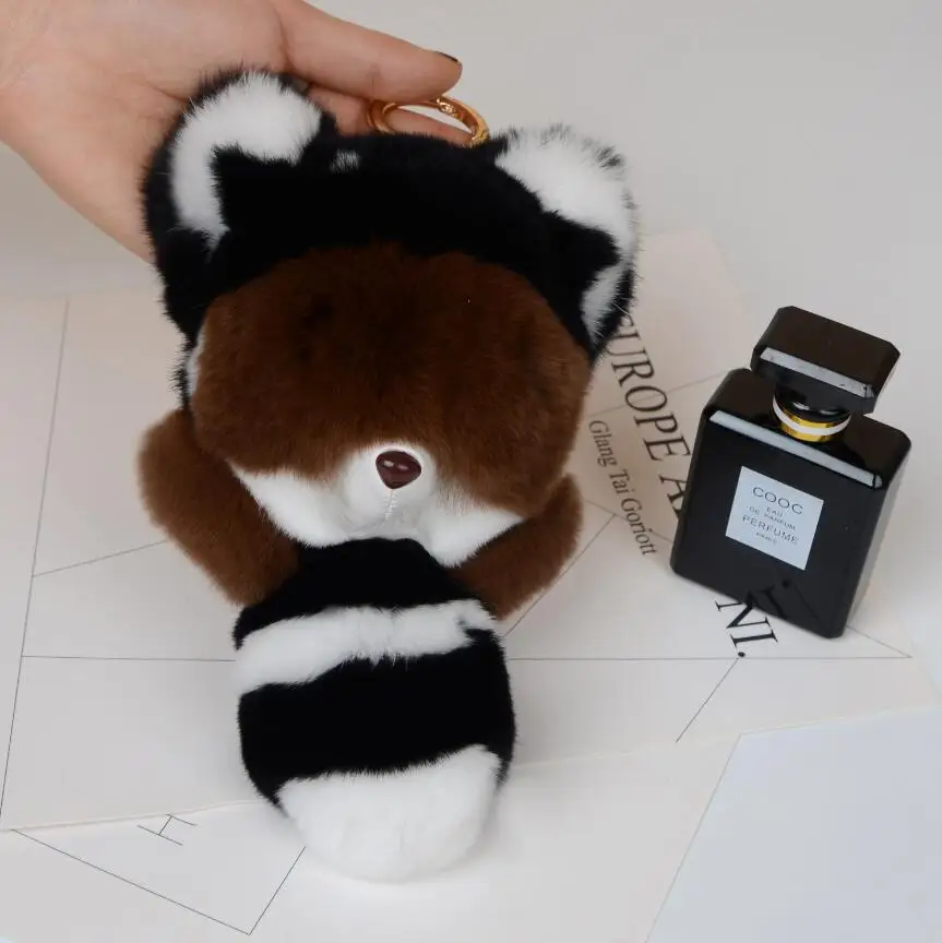 Милый большой Подлинная рекс Кролика Pom pom Брелок Женщин брелок Игрушки Енот